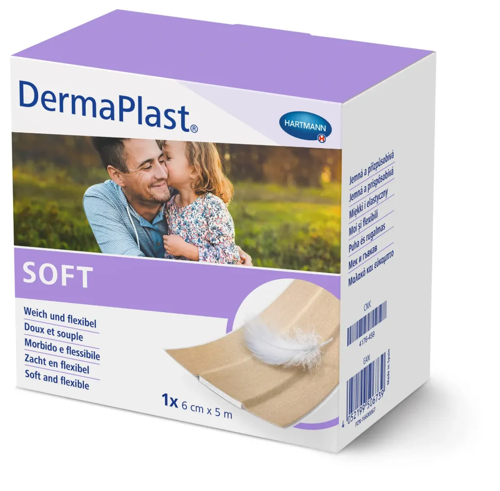 [535361] Pansements adhésifs DermaPlast Soft Sensitive - Rouleau de 5m (6 cm)